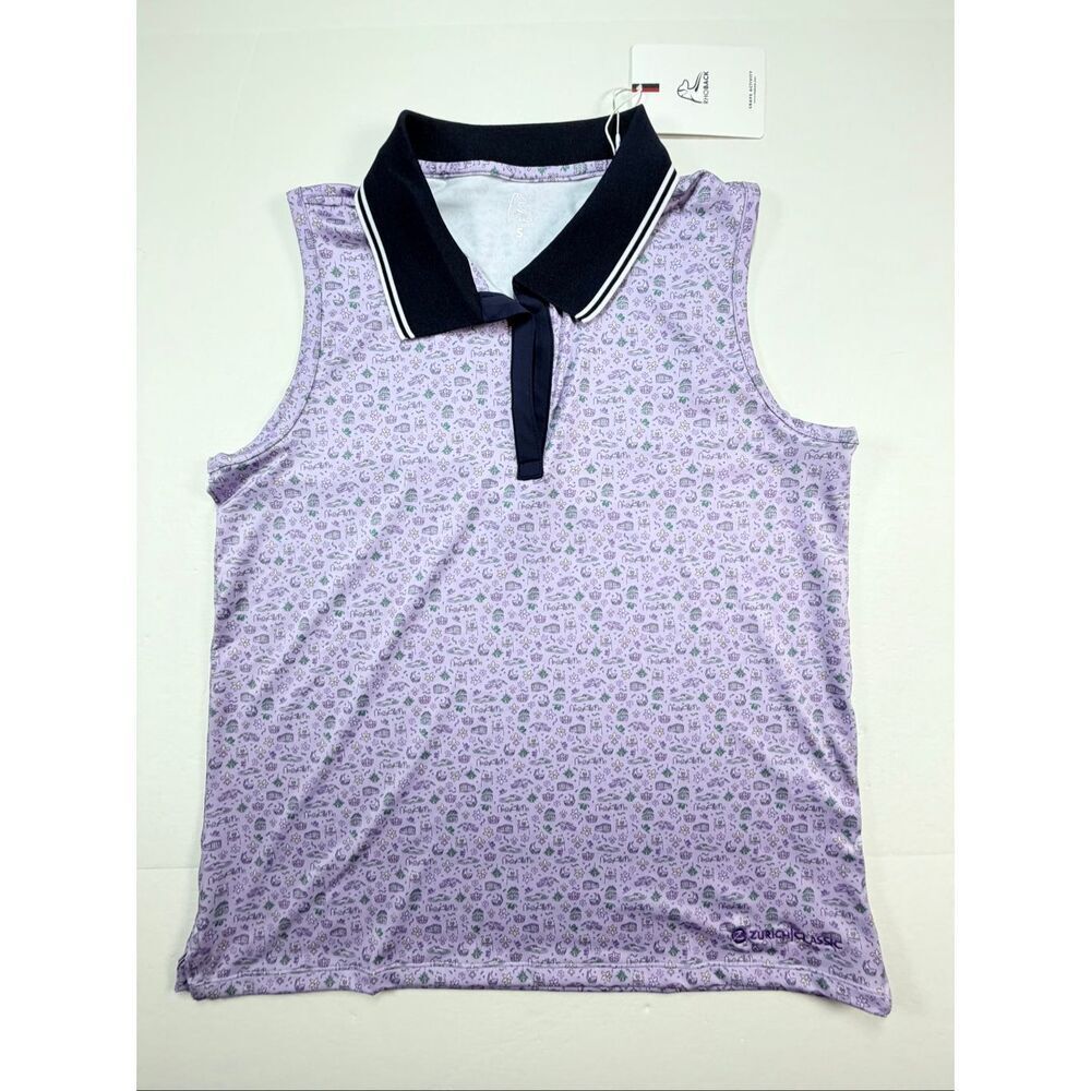 Rhoback Brooke Sleeveless Golf Polo Lavender Zurich Classic Women Size Small NWT
